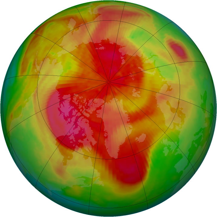 Arctic ozone map for 25 March 1989